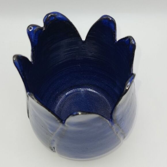 Hand Crafted Cobalt Blue Pottery Tulip Vase, By H.Franklin - Picture 2 of 8